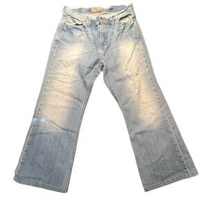BKE Buckle Tyler Jeans Size 32x30 HEMMED to 32x26 Straight Leg Distressed Light
